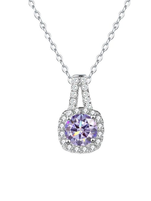1 carat [light purple Mosonite] 925 Sterling Silver Moissanite Geometric Dainty Necklace